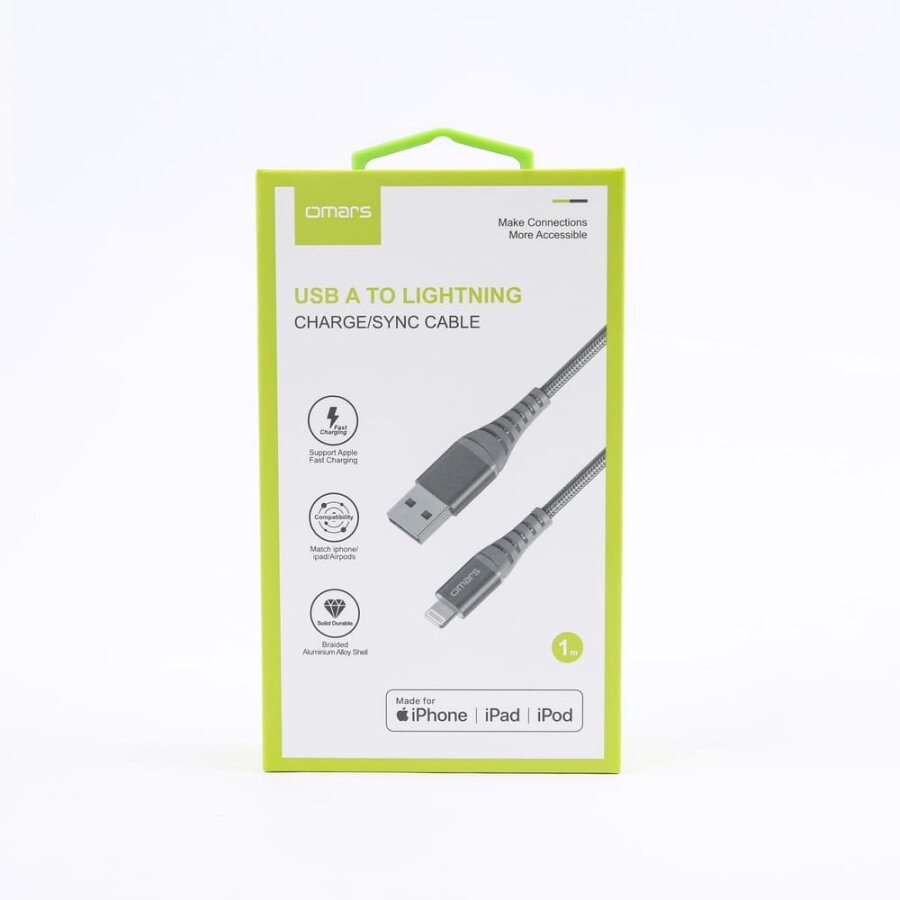 Omars MFI Lightning iPhone Hızlı Şarj ve Data Kablosu 1 Metre Gri - 6