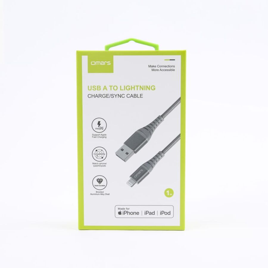 Omars MFI Lightning iPhone Hızlı Şarj ve Data Kablosu 1 Metre Gri - 6