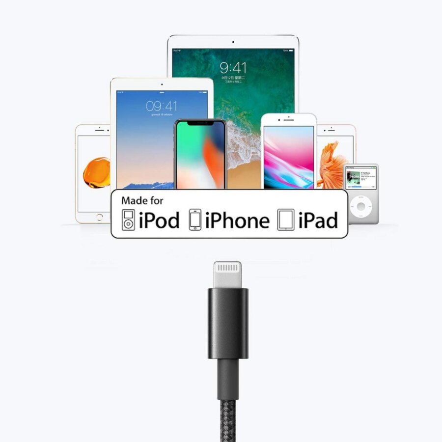 Omars MFI Lightning iPhone Hızlı Şarj ve Data Kablosu 1 Metre Siyah - 6