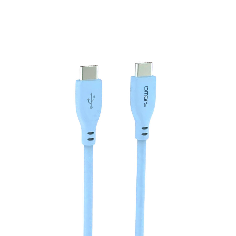 Omars Type-C to Type-C Silikon PD Hızlı Şarj Kablosu Mavi - 1