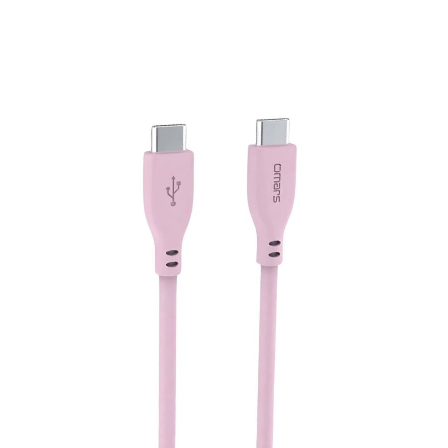 Omars Type-C to Type-C Silikon PD Hızlı Şarj Kablosu Pembe - 1