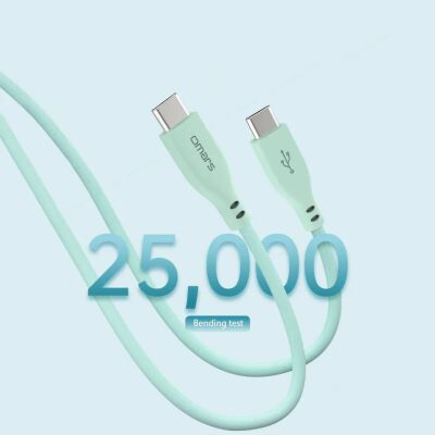 Omars Type-C to Type-C Silikon PD Hızlı Şarj Kablosu Yeşil - 4