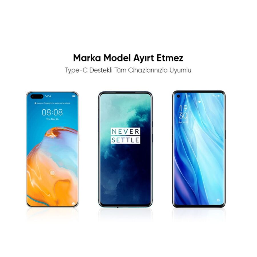 Omars USB 3.1 Type-C 3A Hızlı Şarj ve Data Kablosu Siyah - 2