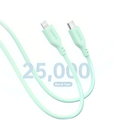 Omars USB-C to MFI Lightning iPhone Silikon PD Hızlı Şarj Kablosu Mavi - 4
