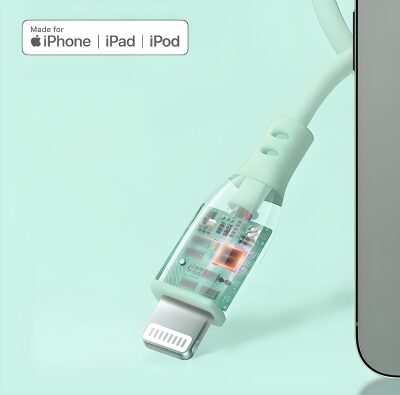 Omars USB-C to MFI Lightning iPhone Silikon PD Hızlı Şarj Kablosu Mavi - 3