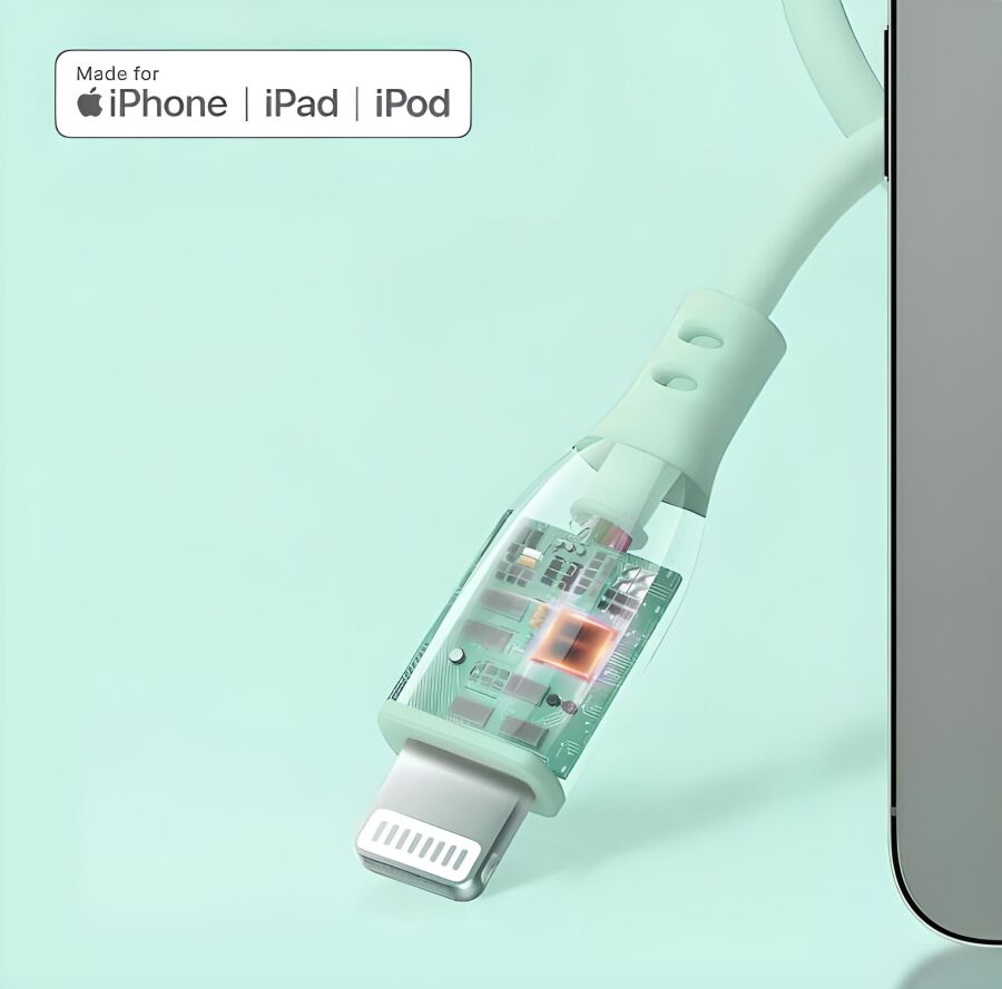 Omars USB-C to MFI Lightning iPhone Silikon PD Hızlı Şarj Kablosu Mavi - 3