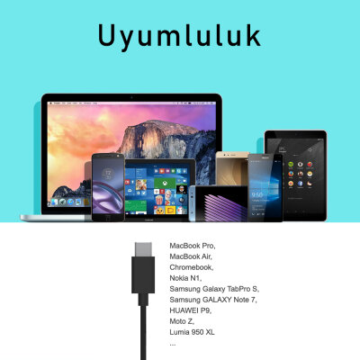 Omars USB Type-C 3A Şarj ve Data Kablosu - Siyah - 7