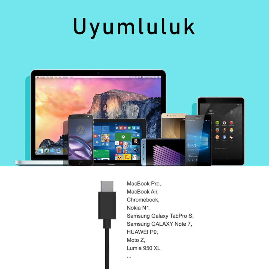 Omars USB Type-C 3A Şarj ve Data Kablosu - Siyah - 7