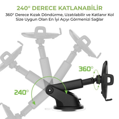 Omars Vantuzlu Uzayabilen Havalandırma Torpido ve Cam için Araç içi Telefon Tutucu - 5