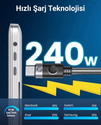 Orico 240W 5A PD Type-C to Type-C Hızlı Şarj ve Data Kablosu 1.5 Metre - 5