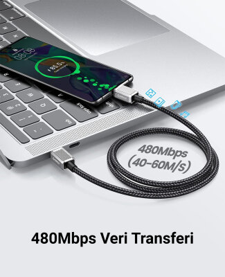 Orico 60W 3A PD Type-C to Type-C Hızlı Şarj ve Data Kablosu 1 Metre - 5