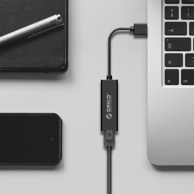 Orico RJ45 to USB 3.0 1000Mbps Dönüştürücü Adaptör Siyah - 2