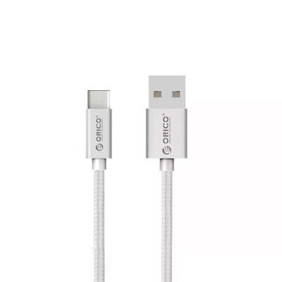 Orico USB to Type-C 3A Örgülü Data ve Şarj Kablosu 1 Metre Gümüş 
