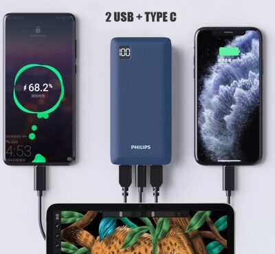 Philips 10000 mAh 22.5W USB ve Type-C PD Üç Çıkışlı Led Göstergeli Powerbank - 2