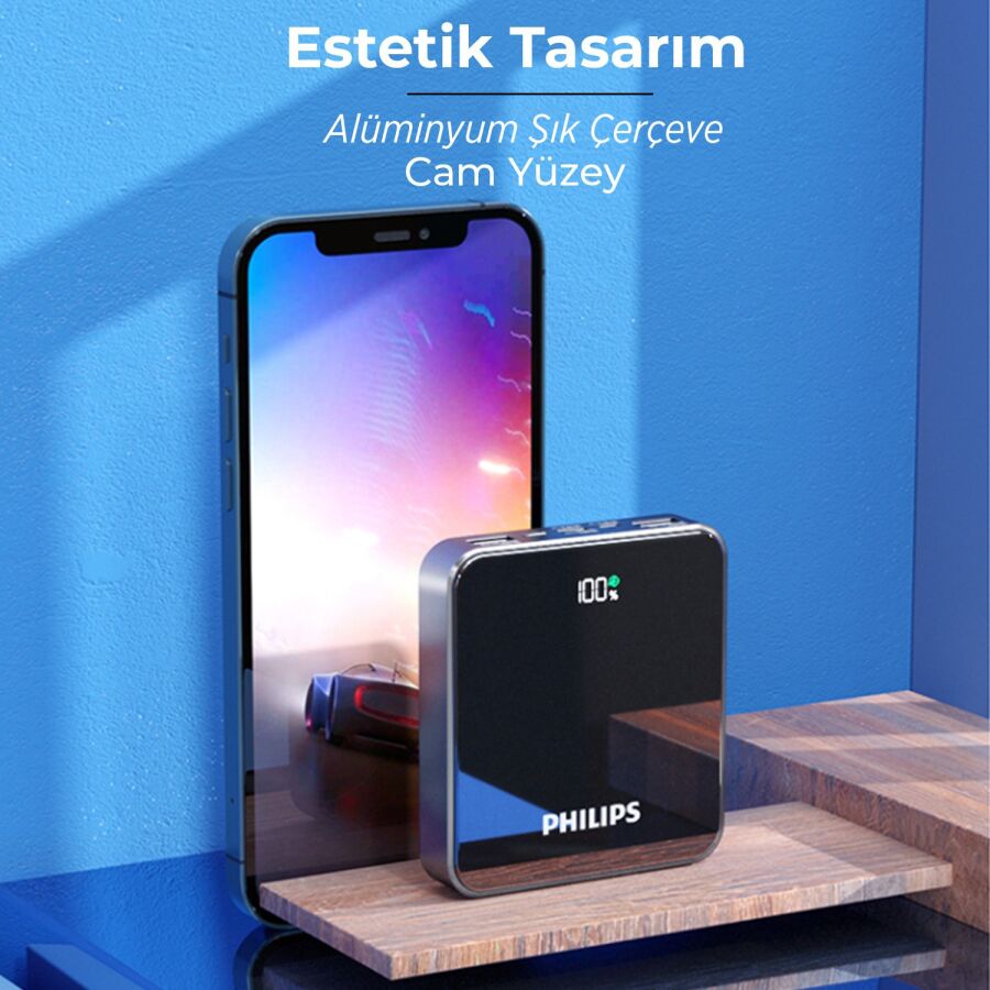 Philips 10000 mAh Powerbank 22.5W PD 4 Portlu LED Göstergeli Taşınabilir Hızlı Şarj Cihazı - 3