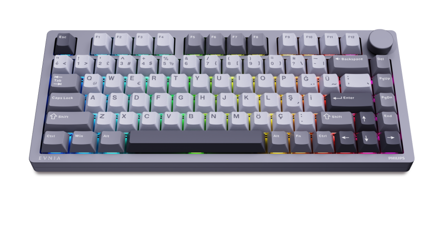 Philips Evnia SPK8618DTRH HotSwap Makrolu 3 Modlu Metal Gaming Oyuncu Klavyesi Gri - 1