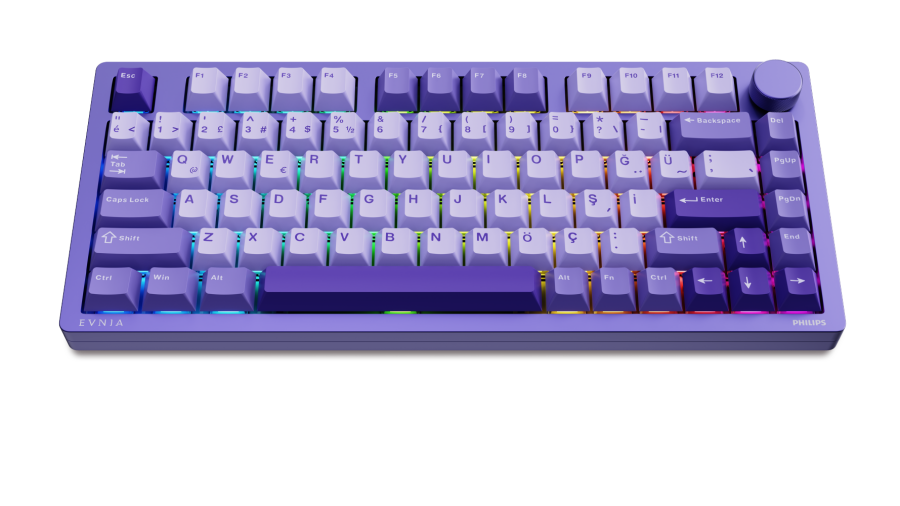 Philips Evnia SPK8618UPRH HotSwap Makrolu 3 Modlu Metal Gaming Oyuncu Klavyesi Mor - 1