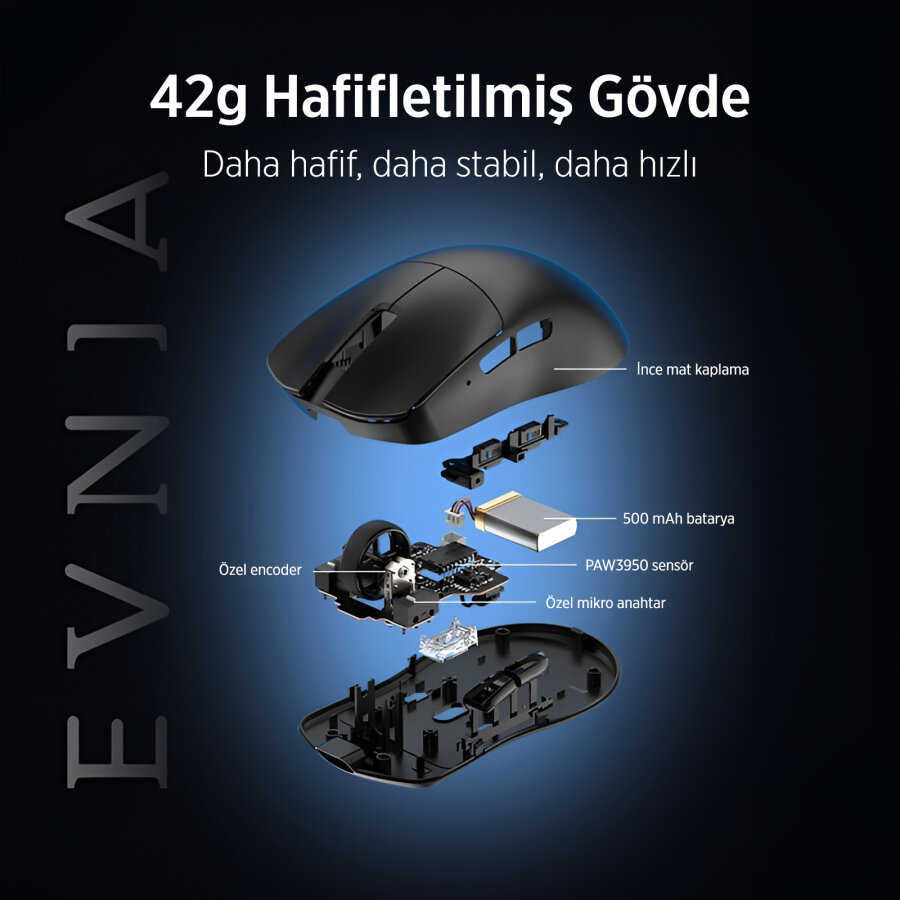 Philips Evnia SPK9718B Kablosuz 36000 DPI PAW3950 Sensörlü Gaming Oyuncu Mouse Siyah - 4
