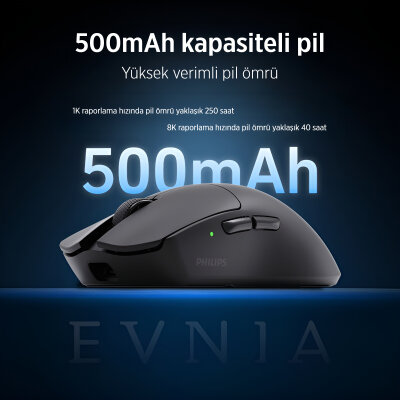 Philips Evnia SPK9718B Kablosuz 36000 DPI PAW3950 Sensörlü Gaming Oyuncu Mouse Siyah - 7