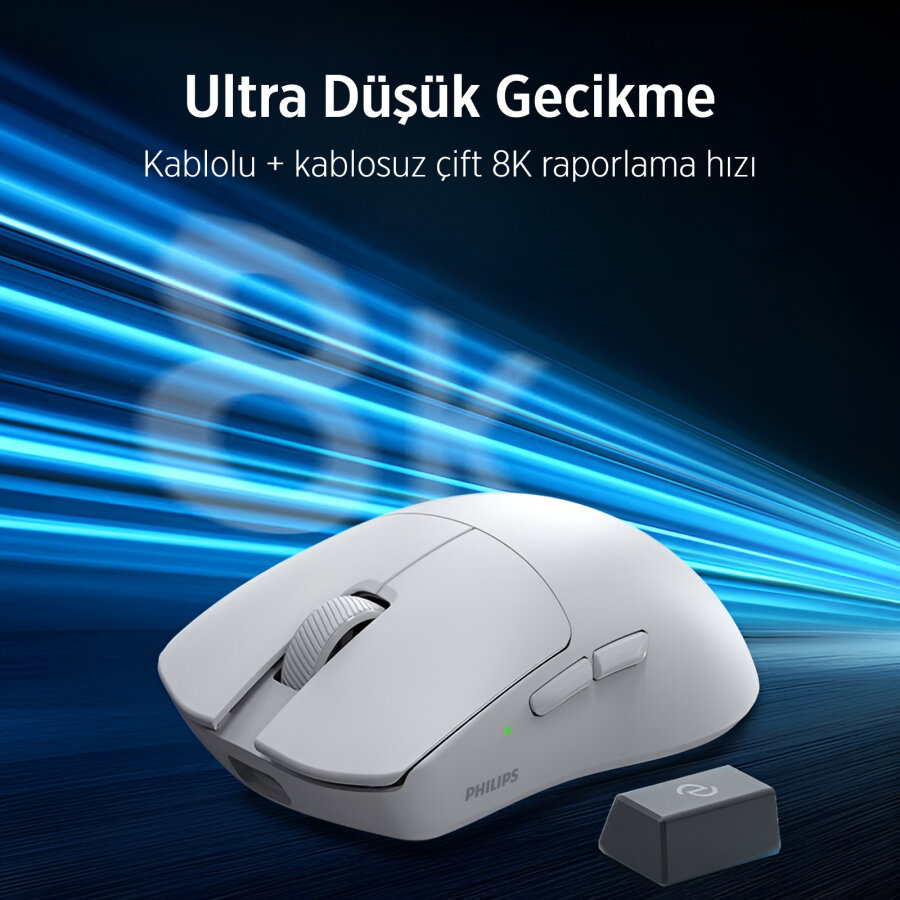 Philips Evnia SPK9718W Kablosuz 36000 DPI PAW3950 Sensörlü Gaming Oyuncu Mouse Beyaz - 6
