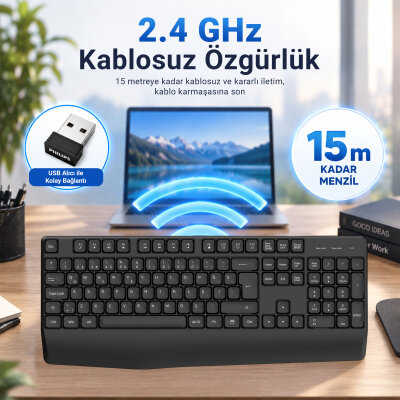 Philips SPK6348B 2.4G Kablosuz Türkçe Q Klavye Siyah - 4