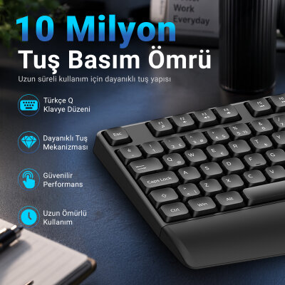 Philips SPK6348B 2.4G Kablosuz Türkçe Q Klavye Siyah - 7
