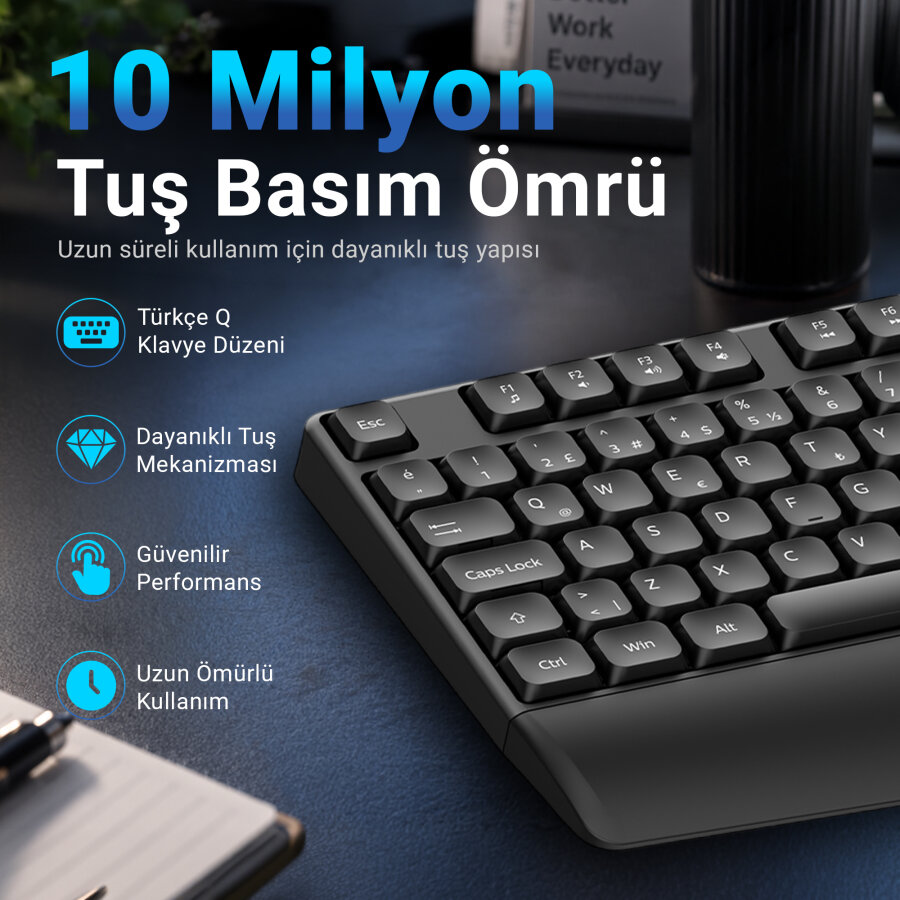 Philips SPK6348B 2.4G Kablosuz Türkçe Q Klavye Siyah - 7