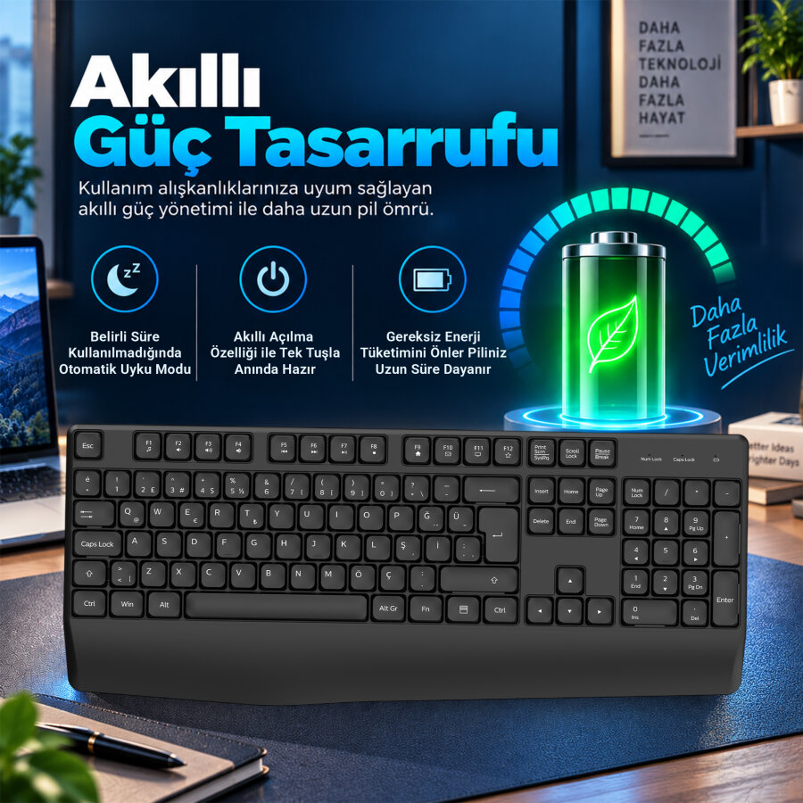 Philips SPK6348B 2.4G Kablosuz Türkçe Q Klavye Siyah - 8
