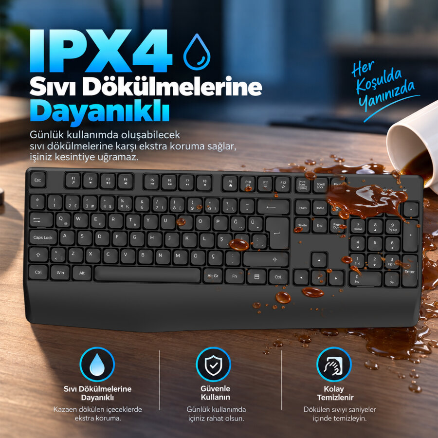 Philips SPK6348B 2.4G Kablosuz Türkçe Q Klavye Siyah - 10