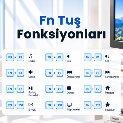 Philips SPK6368B 2.4G Kablosuz Türkçe Q Klavye Siyah - 5