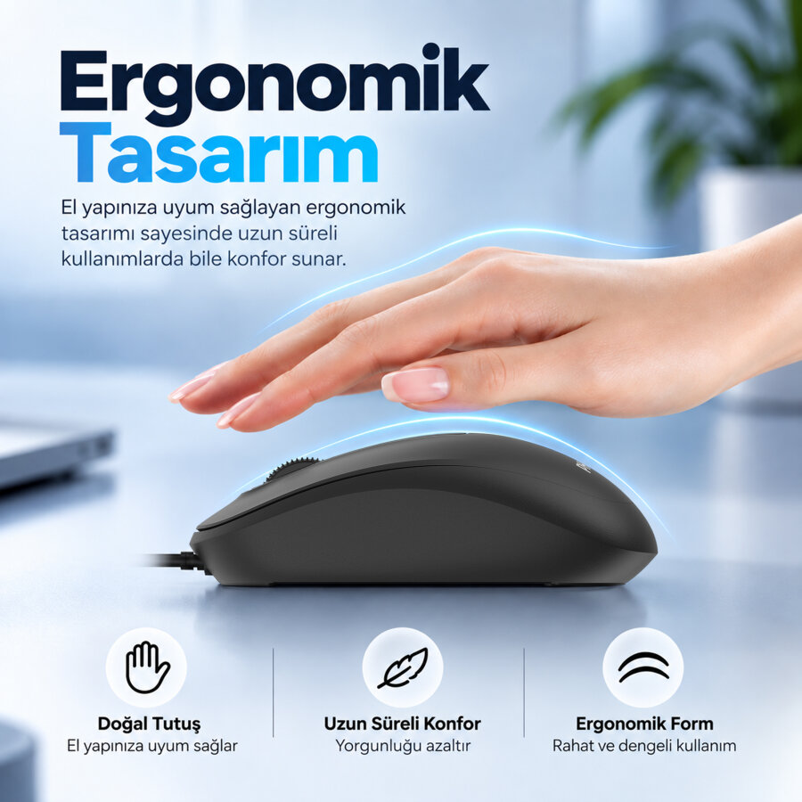 Philips SPK7358B Kablosuz 1600 DPI Sessiz Tıklama Optik Mouse 2.4GHz Wireless Ergonomik Siyah - 6