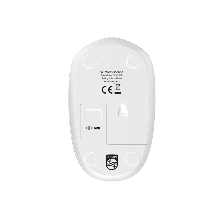 Philips SPK7358W Kablosuz 1600 DPI Sessiz Tıklama Optik Mouse 2.4GHz Wireless Ergonomik Beyaz - 7