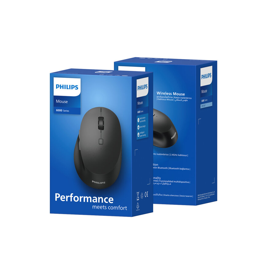 Philips SPK7607B Dual Mod 2.4GHz 2 Kanallı Bluetooth 3200 DPI Ergonomik Sessiz Optik Mouse Siyah - 8