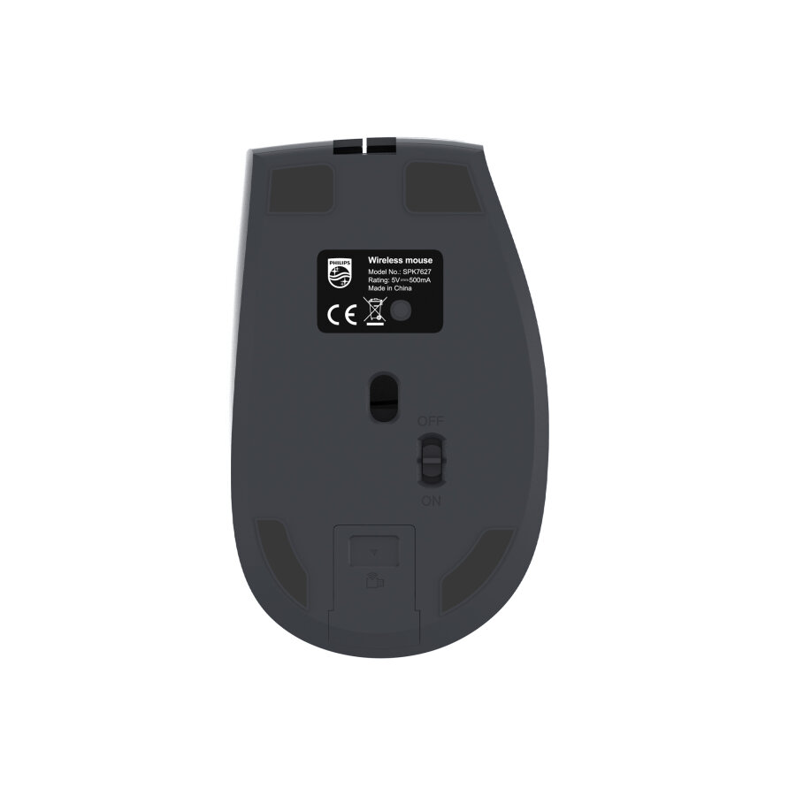 Philips SPK7627K Dual Mod 2.4GHz Bluetooth 1600 DPI Ergonomik Sessiz Tıklama Optik Mouse Gri - 6
