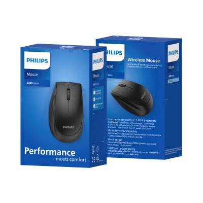 Philips SPK7627K Dual Mod 2.4GHz Bluetooth 1600 DPI Ergonomik Sessiz Tıklama Optik Mouse Gri - 7