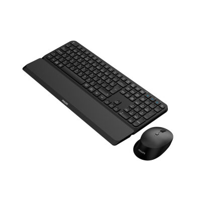 Philips SPT6607B Bluetooth + 2.4GHz Dual Mode Kablosuz Türkçe Q Bilek Destekli Multimedya Klavye Mouse Set Siyah - 2