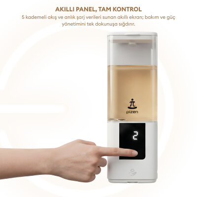 Pizen Aqua Şarjlı Otomatik Sensörlü Sıvı Sabunluk 5 Kademeli Akış IPX7 Suya Dayanıklı Dijital Ekran Dispenseri - 6