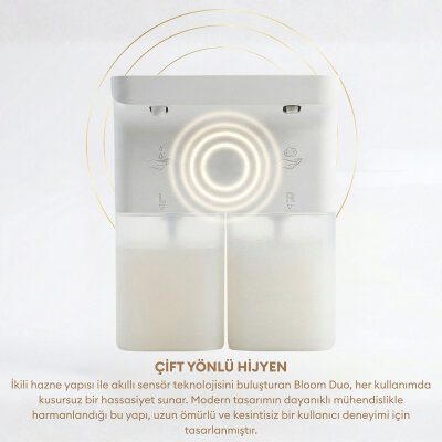Pizen Bloom Duo Çift Hazneli Şarjlı Otomatik Sensörlü Sıvı Sabunluk 3 Kademeli IPX5 Suya Dayanıklı Dispenseri - 5