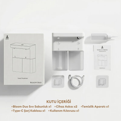 Pizen Bloom Duo Çift Hazneli Şarjlı Otomatik Sensörlü Sıvı Sabunluk 3 Kademeli IPX5 Suya Dayanıklı Dispenseri - 8