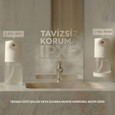 Pizen Bloom Şarjlı Otomatik Sensörlü Köpük Sıvı Sabunluk 2 Kademeli Akış IPX5 Suya Dayanıklı Dispenseri - 3