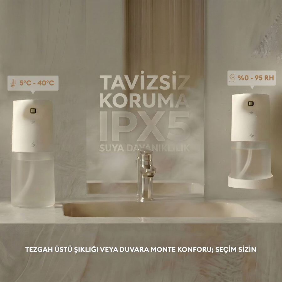 Pizen Bloom Şarjlı Otomatik Sensörlü Köpük Sıvı Sabunluk 2 Kademeli Akış IPX5 Suya Dayanıklı Dispenseri - 3