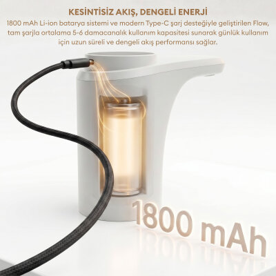 Pizen Flow Şarjlı Otomatik Damacana Su Pompası TDS Ölçer 250ml 500ml 1L 2L Ölçü Özellikli Beyaz - 4