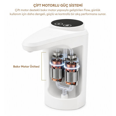 Pizen Flow Şarjlı Otomatik Damacana Su Pompası TDS Ölçer 250ml 500ml 1L 2L Ölçü Özellikli Beyaz - 7