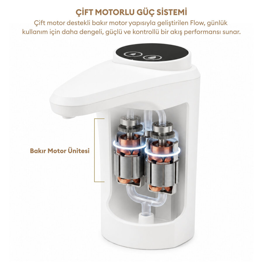 Pizen Flow Şarjlı Otomatik Damacana Su Pompası TDS Ölçer 250ml 500ml 1L 2L Ölçü Özellikli Beyaz - 7