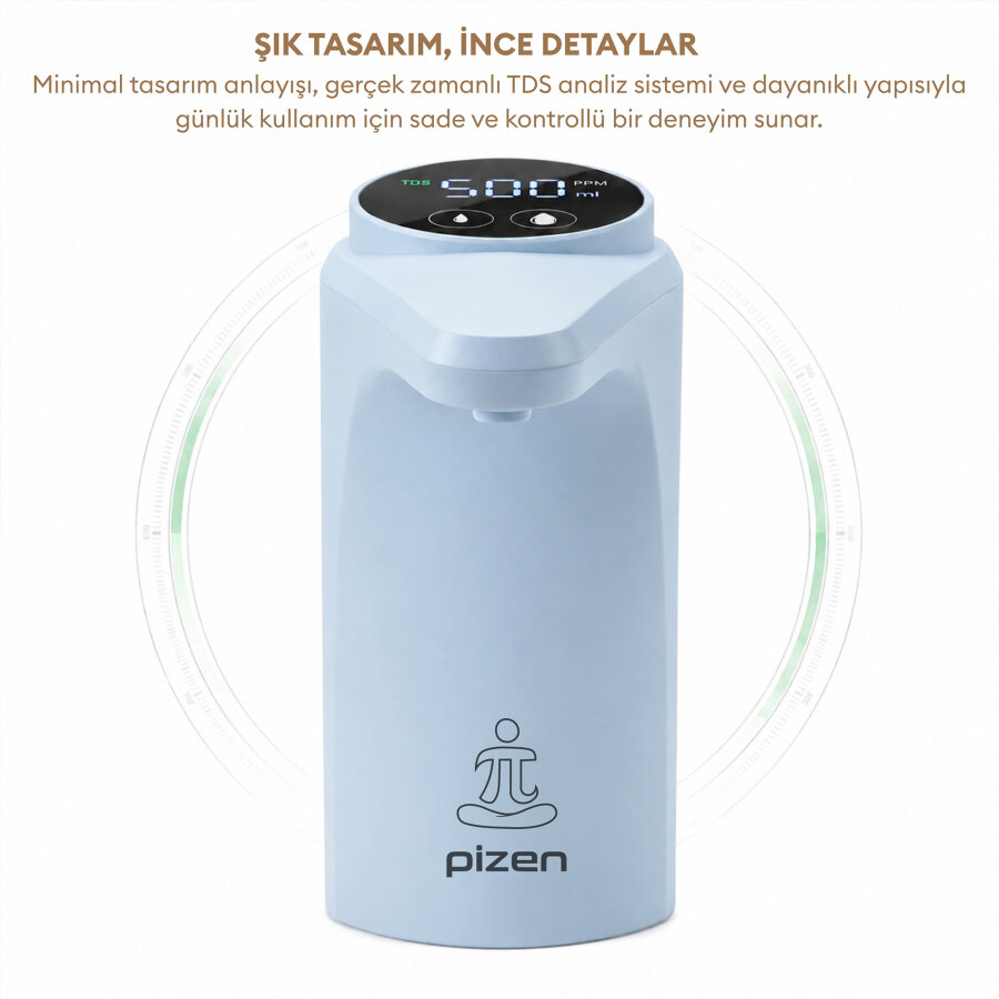 Pizen Flow Şarjlı Otomatik Damacana Su Pompası TDS Ölçer 250ml 500ml 1L 2L Ölçü Özellikli Mavi - 8