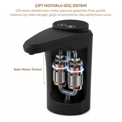 Pizen Flow Şarjlı Otomatik Damacana Su Pompası TDS Ölçer 250ml 500ml 1L 2L Ölçü Özellikli Siyah - 5