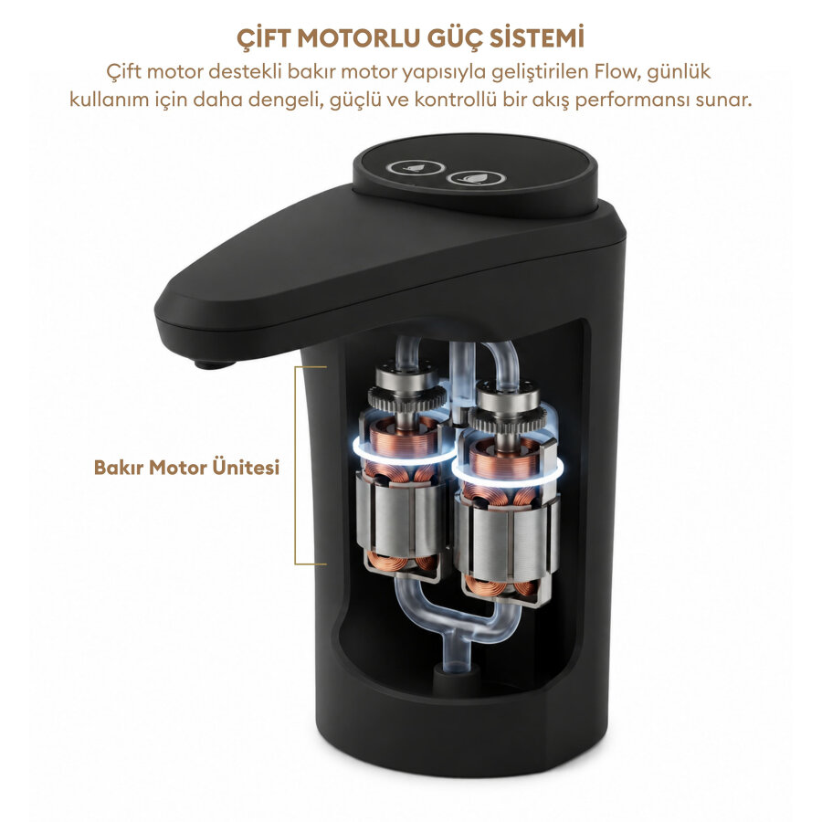 Pizen Flow Şarjlı Otomatik Damacana Su Pompası TDS Ölçer 250ml 500ml 1L 2L Ölçü Özellikli Siyah - 5