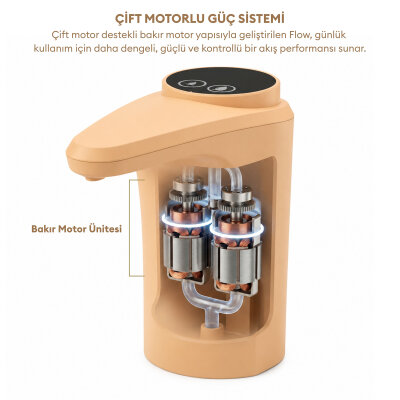 Pizen Flow Şarjlı Otomatik Damacana Su Pompası TDS Ölçer 250ml 500ml 1L 2L Ölçü Özellikli Turuncu - 7