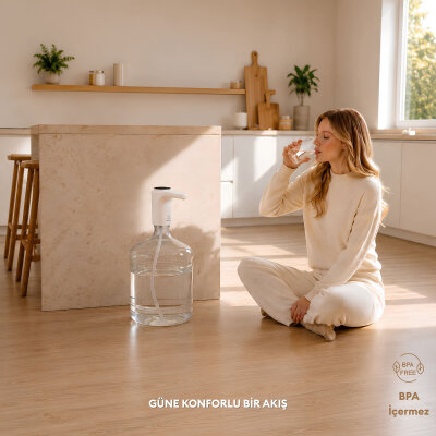 Pizen Flow Şarjlı Otomatik Damacana Su Pompası TDS Ölçer 250ml 500ml 1L 2L Ölçü Özellikli Turuncu - 9
