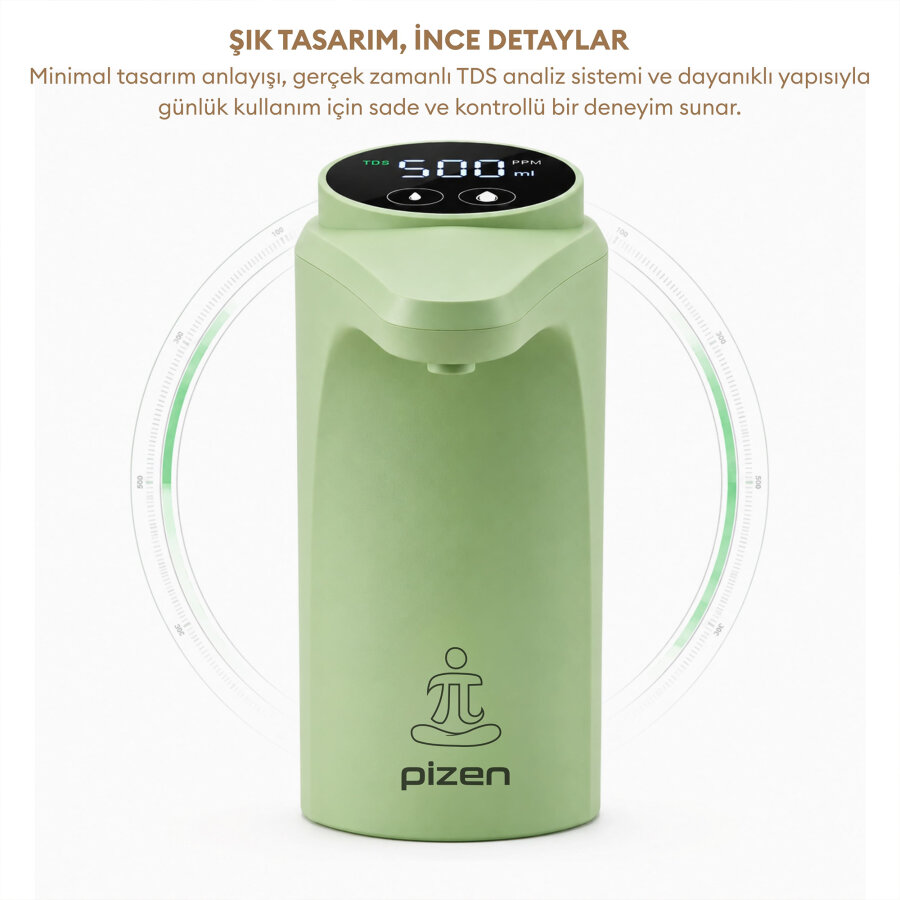 Pizen Flow Şarjlı Otomatik Damacana Su Pompası TDS Ölçer 250ml 500ml 1L 2L Ölçü Özellikli Yeşil - 8